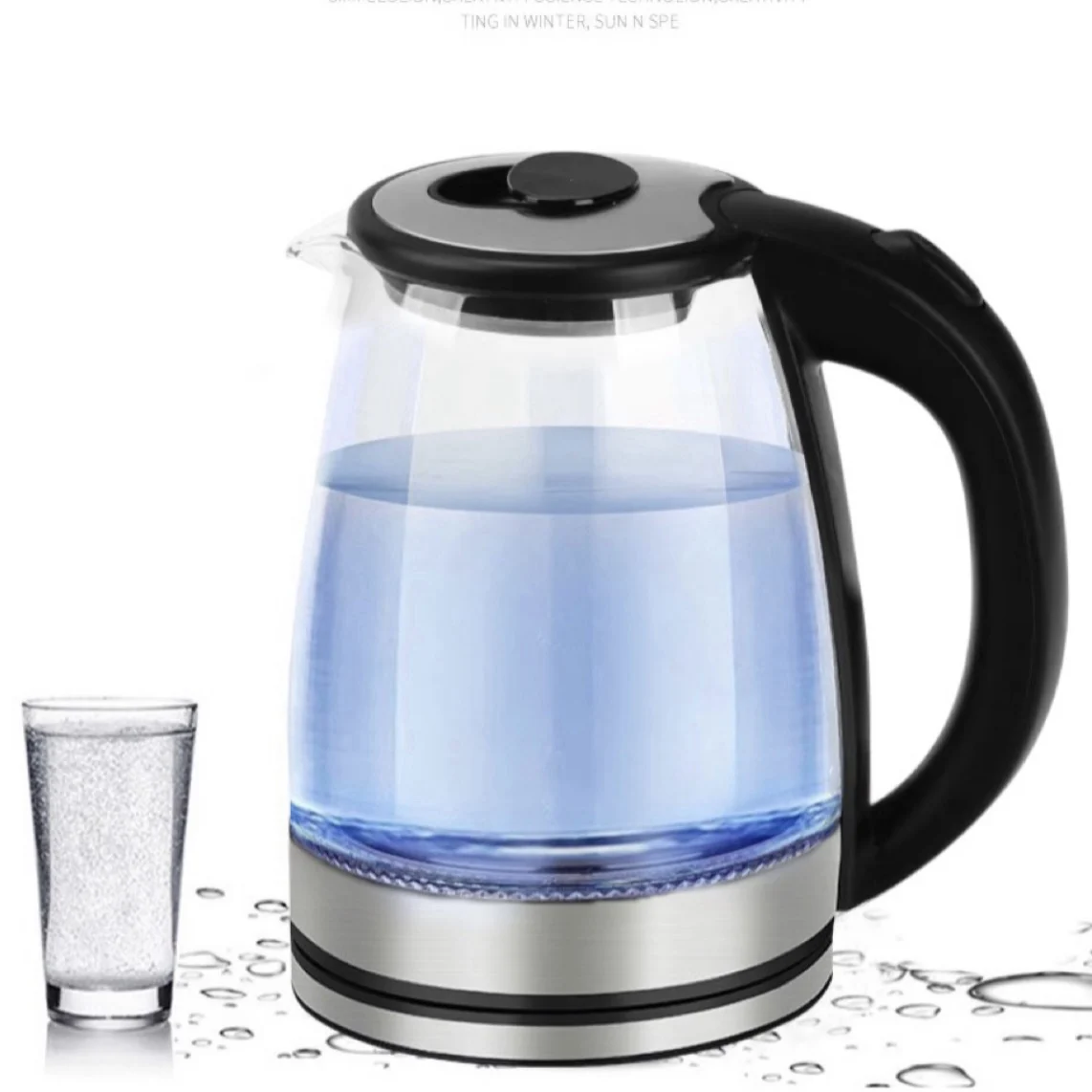 New trend Hot Sale Electric Kettle Glass Kettle great Sales High Quality 1.8L OEM Box Power Packing Plug Tea Maker Water Boiler