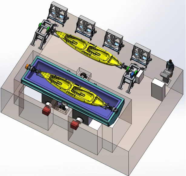 Oven type rock n roll rotational molding machine for making boat