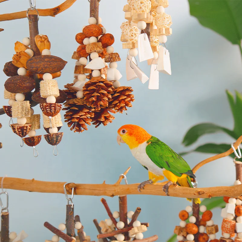 Extra Large Bird Parrot Toys Multicolored Natural Wooden Blocks Tearing Toys for Birds Parrots
