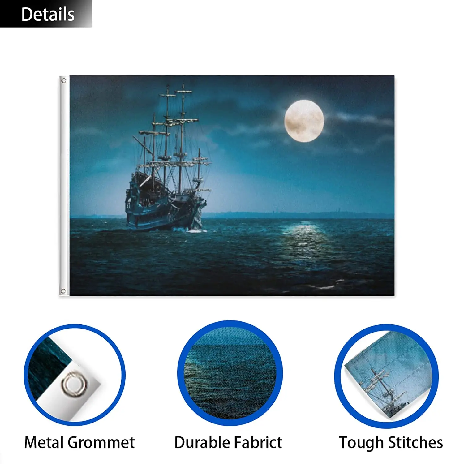 Famous Design Sailboat Moon Night Burlap Garden Flags For Yard Party Welcome Indoor Outdoor Decoration