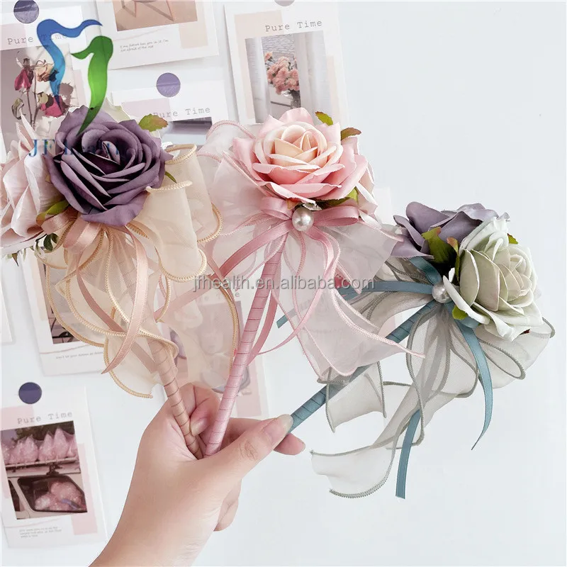 Super beautiful super fairy simulation flower rose bow signature ballpoint pen flower pen