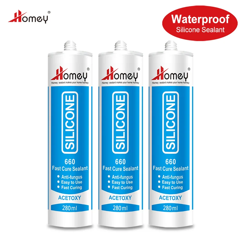 Homey 660 fast cure acetoxy  310ml rtv acetic silicone adhesive sealant