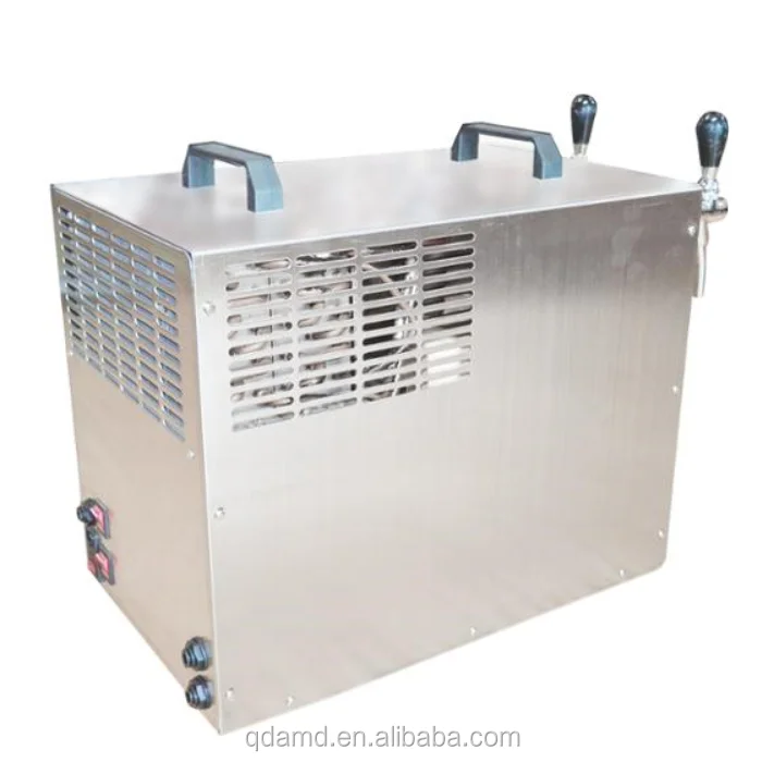 Countertop dry cooling beer dispenser chiller with double tap for instant cold draft beer cooler