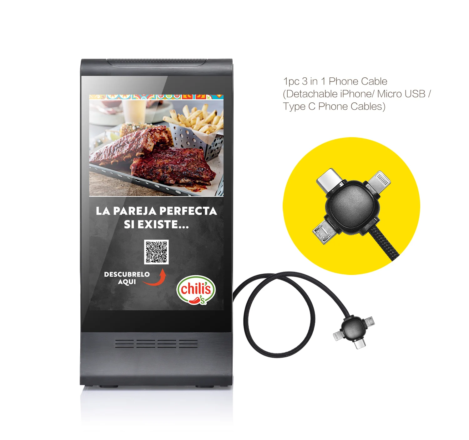 restaurant digital wifi android desktop table menu stand cell phone advertising charging station power bank ad player