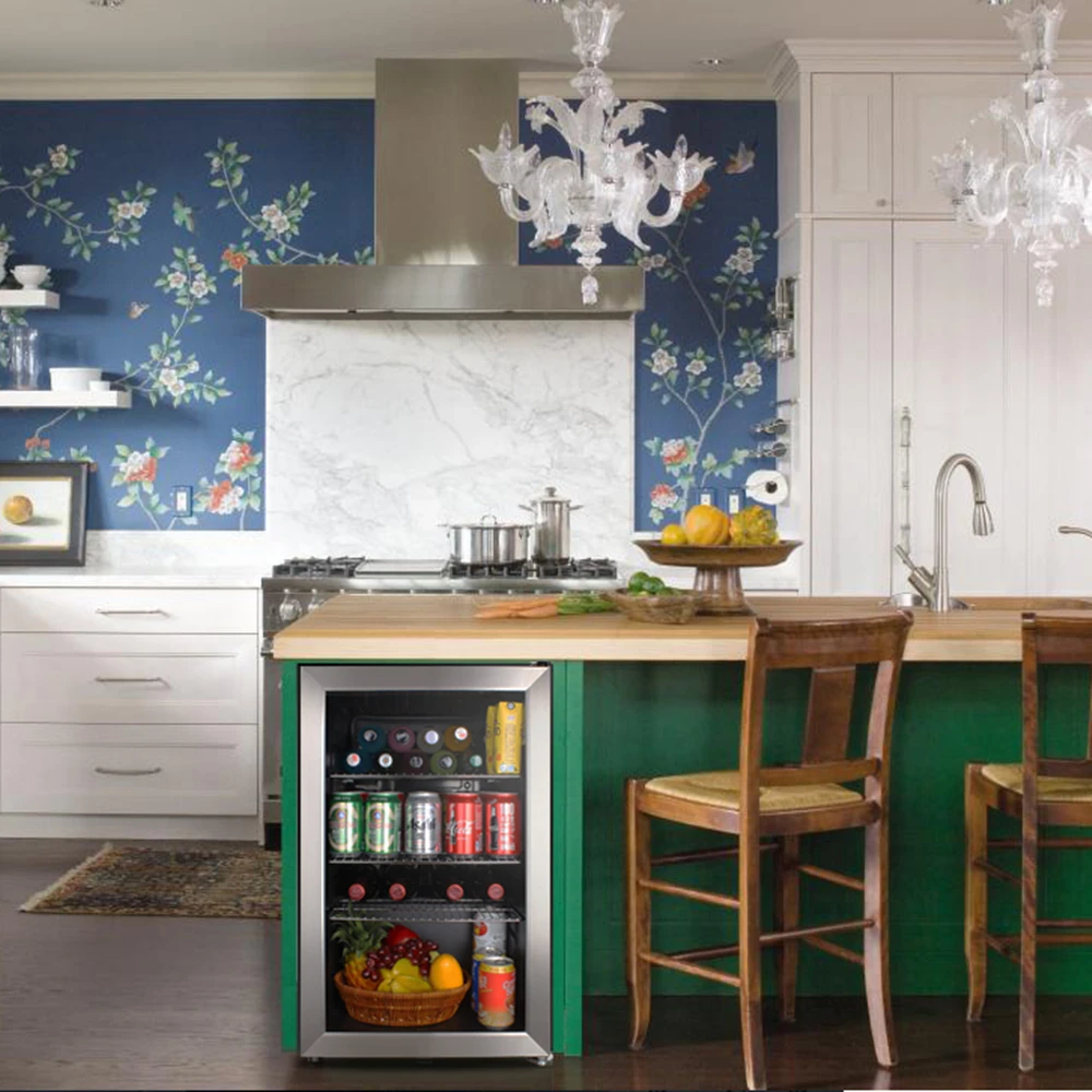 stainless steel door frame beverage and wine cooler small bar fridge home refrigerator