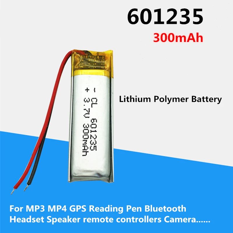 3.7V 601235 Rechargeable Lithium Polymer Battery For MP4 GPS Tracker Reading Pen Bluetooth Headset Speaker Lipo Battery