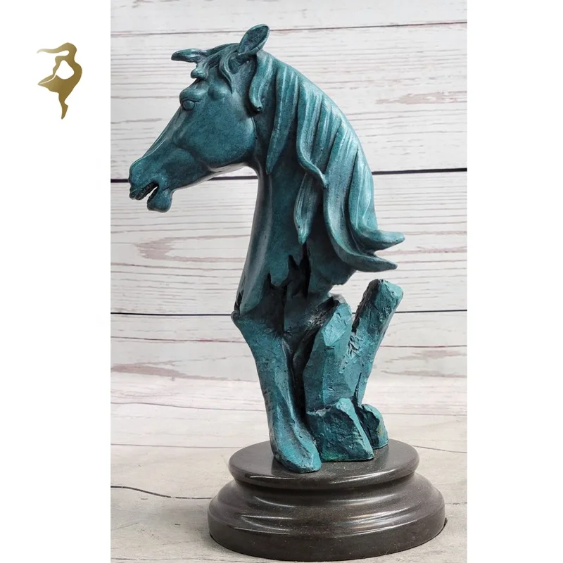 Abstract Art of Bronze horse head table base Sculpture Home Decor
