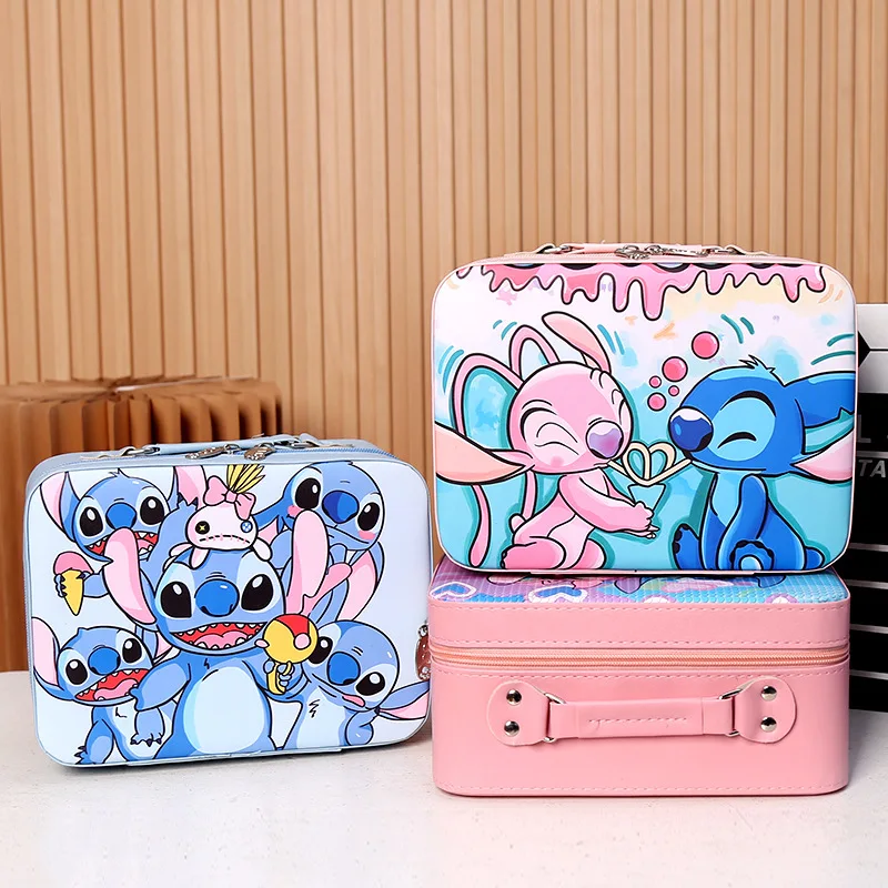 Aolan Cosmetics Box Stitch Kuromi Design Inner With Mirror Cute Big Capacity Zipper Make Up Box for Girls