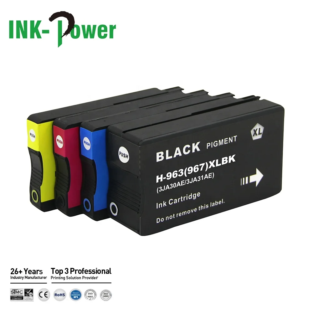 INK-мощность 963 XL 967 963XL 967XL восстановленные цветной струйный картридж с чернилами для HP963 струйного принтера HP OfficeJet Pro 9010 9012