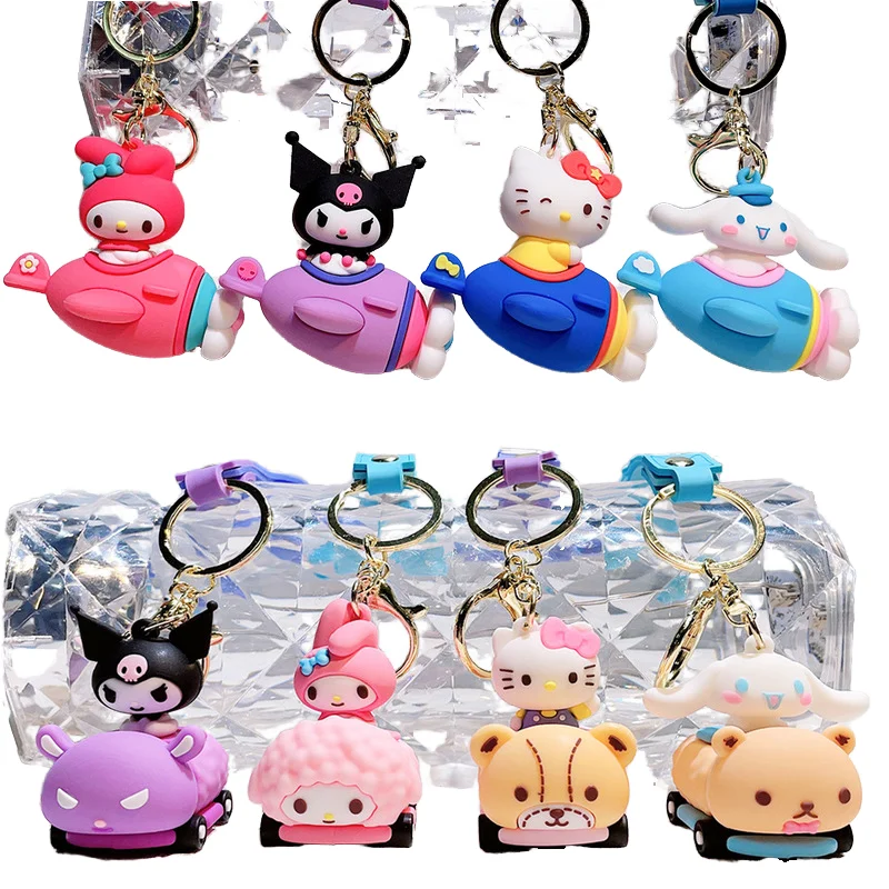 Kawaii 3d Soft Drive Cartoon PVC Bag Key Tag Car KeyChain Small Gift Rubber Backpack Toy Pendant Silicone Kulomi Melody Keychain