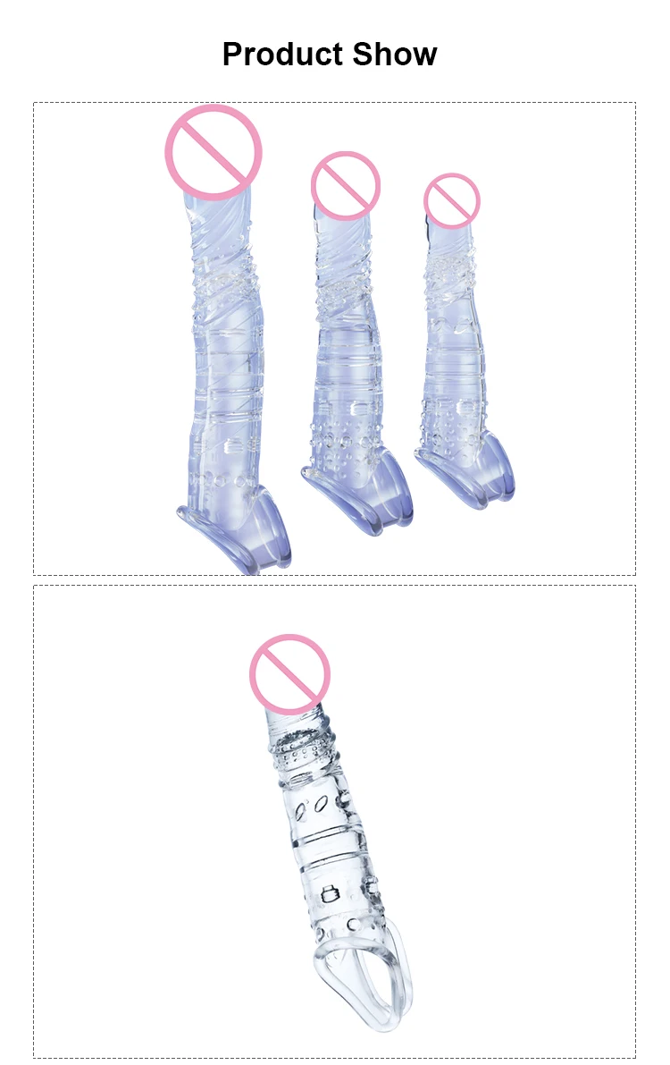 Couple Penis Extender Sex Reusable Cock Sleeve Enlarge Your Penis Condom For Men