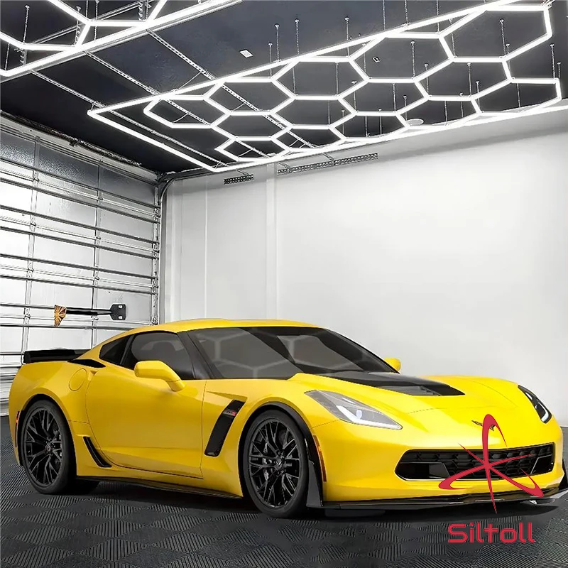 Hexagonal Led Lights Commercial Honeycomb Auto Detailing Light 6500K Hex Grid Lighting for Garage Ceiling Design