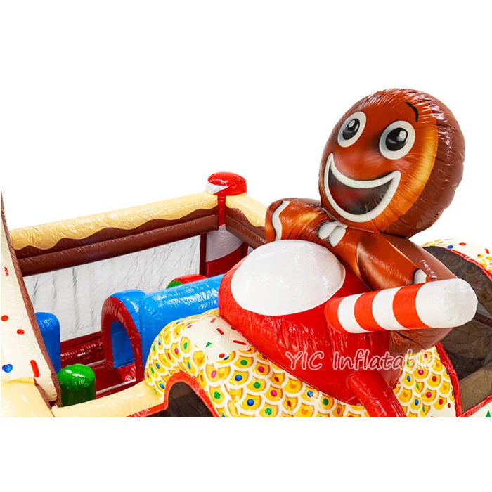 New Design Commercial Inflatable Candy Combo Bouncy House Multi-Play Gingerbread Cake Bouncy Castle with Slide for Sale