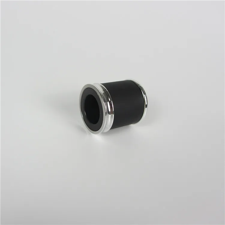 silver UV and black rubber decorated PP insert add iron perfume cap for perfume bottle