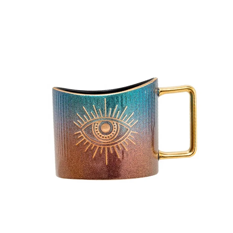 Bone china Elegant  gold evil eye coffee mug