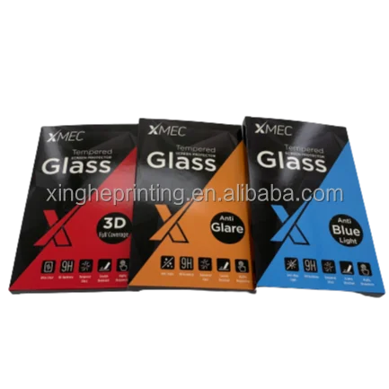 Wholesale Custom Printed Card Paper Phone Tempered Glass Screen Protector Box Packaging