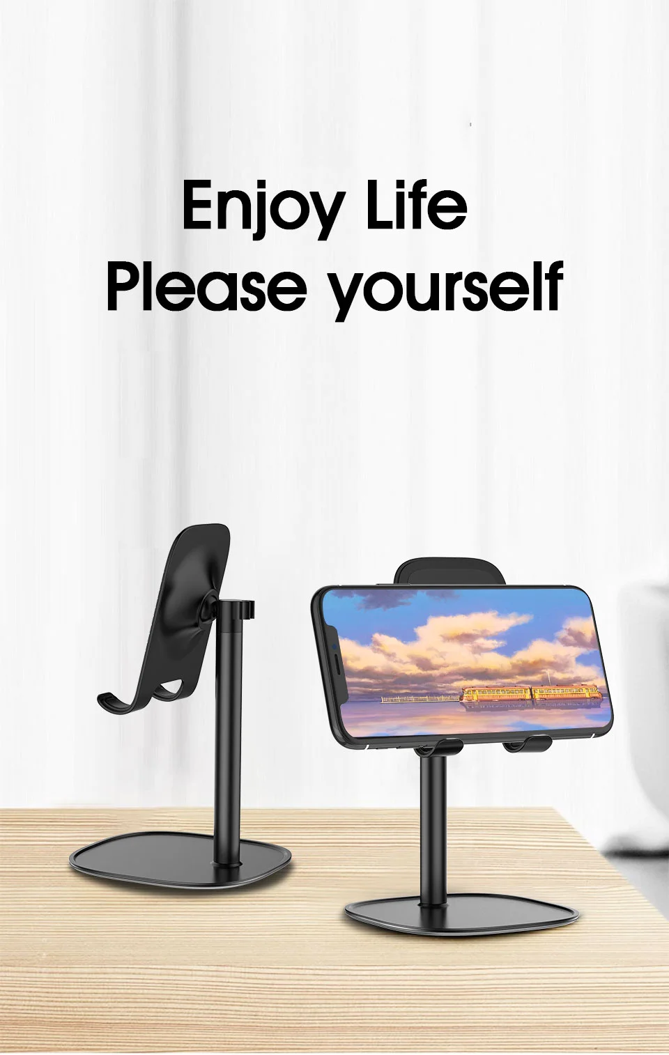 
adjustable mobile phone stand aluminum alloy metal bracket custom logo mobile phone desk top support mobile stand 