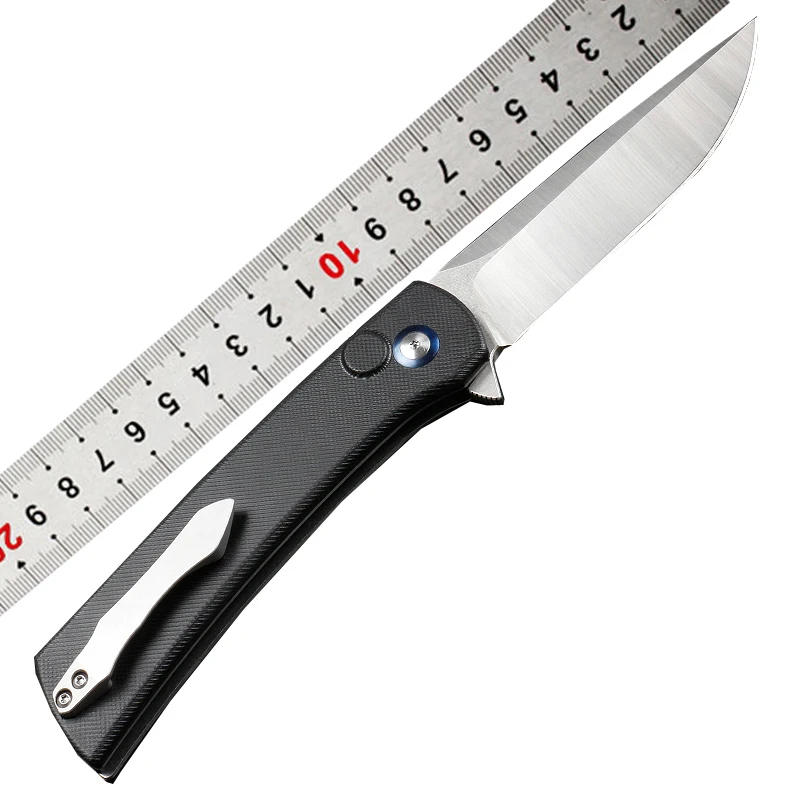 OEM high hardness 58-62HRC CNC blade and G10 built-in bearings folding camping knife with gift box