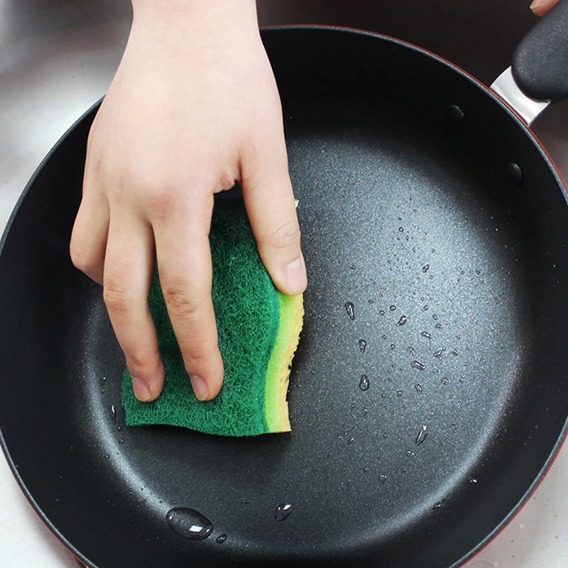 S shape Non scratch wet cellulose sponge with  sponge scouring pad