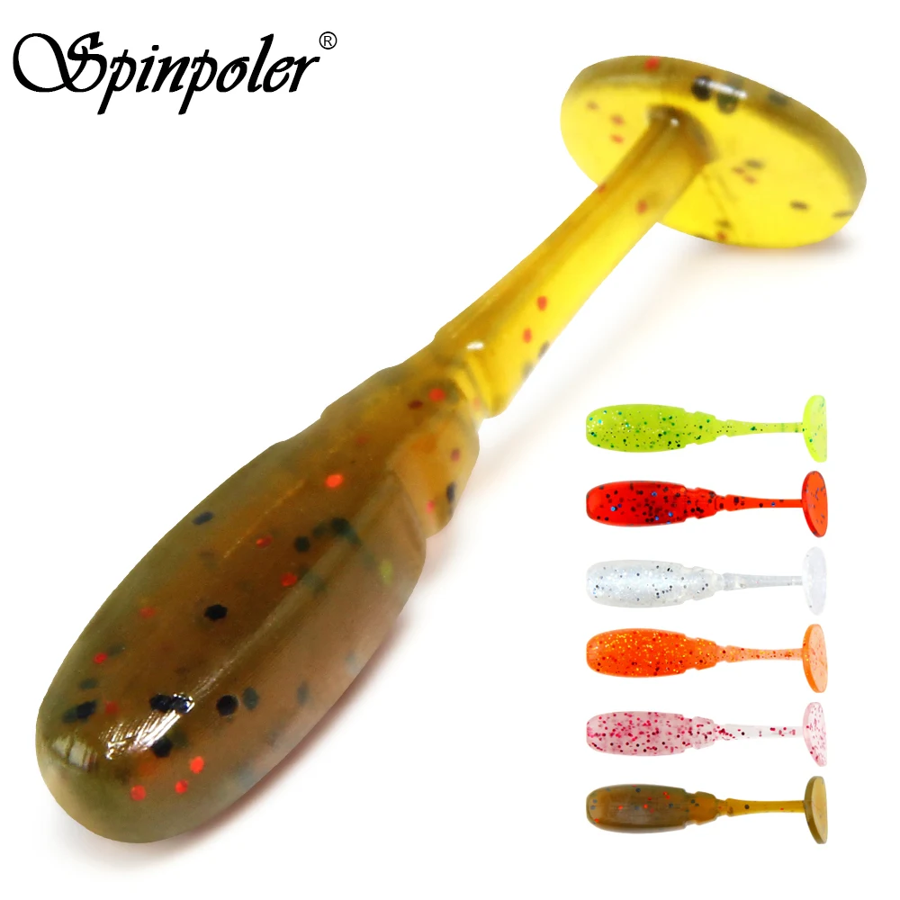 Spinpoler Micro T Paddle Tail Shad Ajing Fishing Lure Rockfish Rubber Soft Lure Artificial Bait Bass Silicone Fish 3.5cm/0.7g