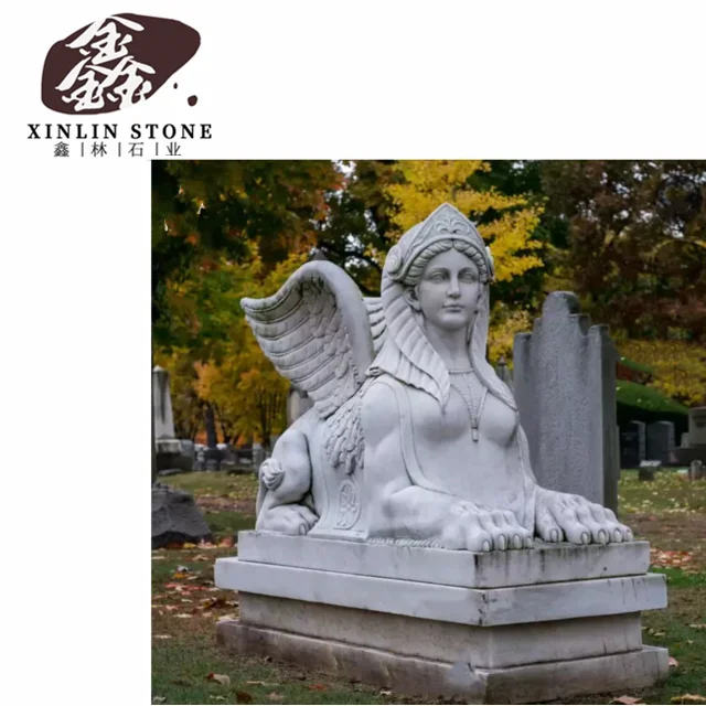 Sphinx Statues Stone Garden Famous Egyptian Marble stone the Great Sphinx statue stone carving figure custom 1.2m 1.5m 1.8m 2m