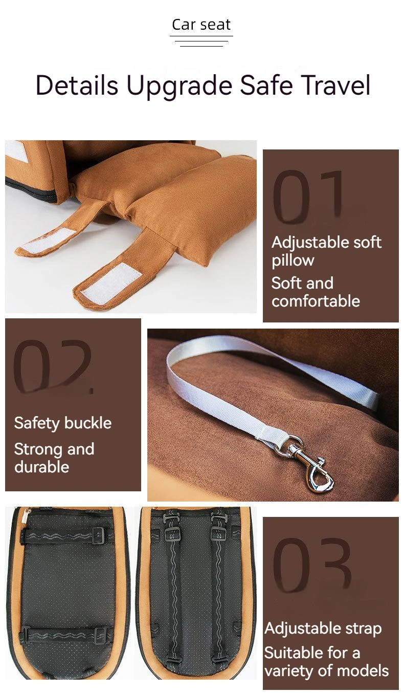 Dog Travel Console Car Seat for Small Dogs Cats Safety Car Pet Booster Seat