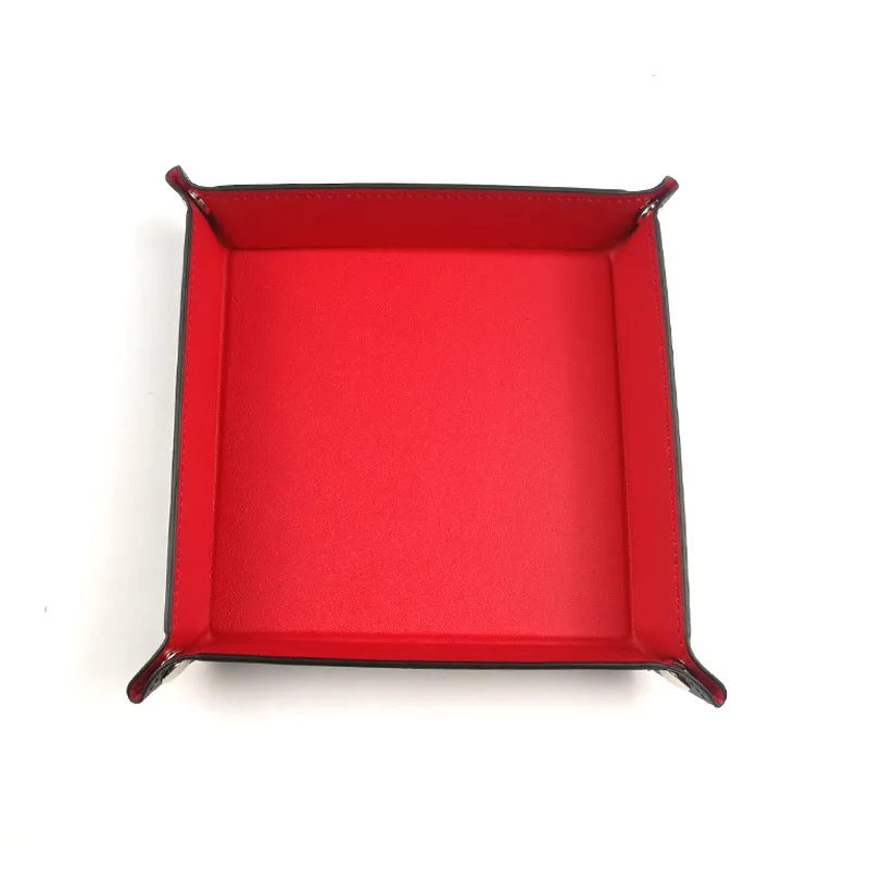 Custom Dice Rolling Tray Rectangle Pu Leather And Velvet Dice Tray Holder For Dice Gaming