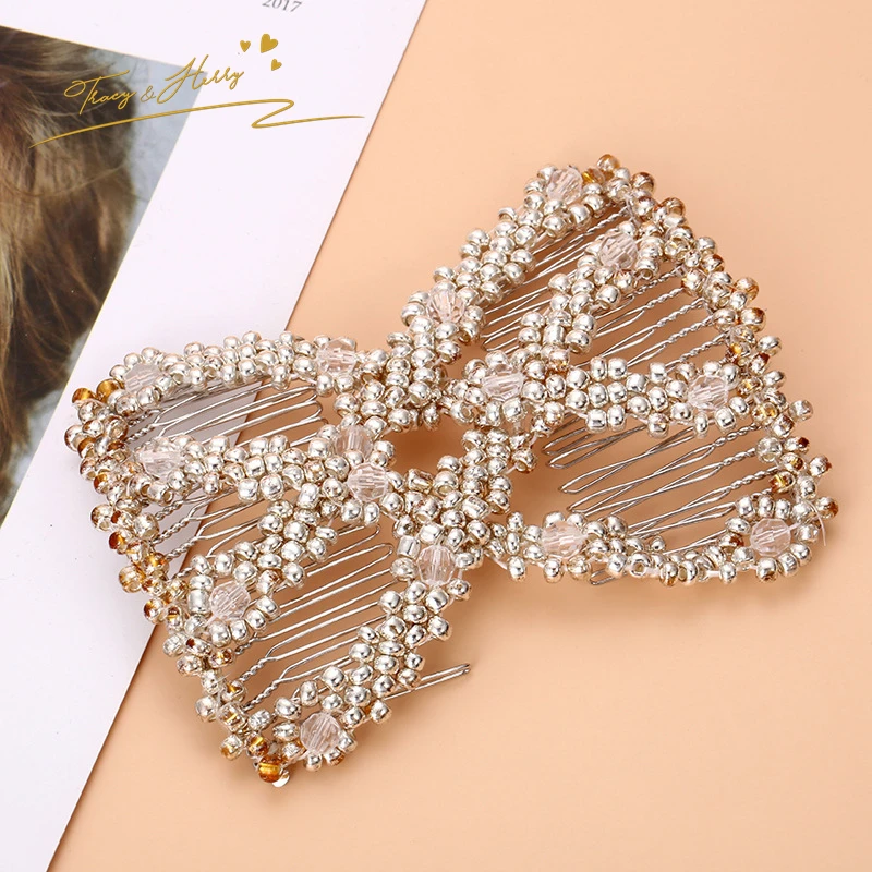 Tracy &Herry Variable Insert Comb Female Fashion Bead Magic Hair Comb Tray Fast Sell Women Styling Hair Accessories Hair Clips