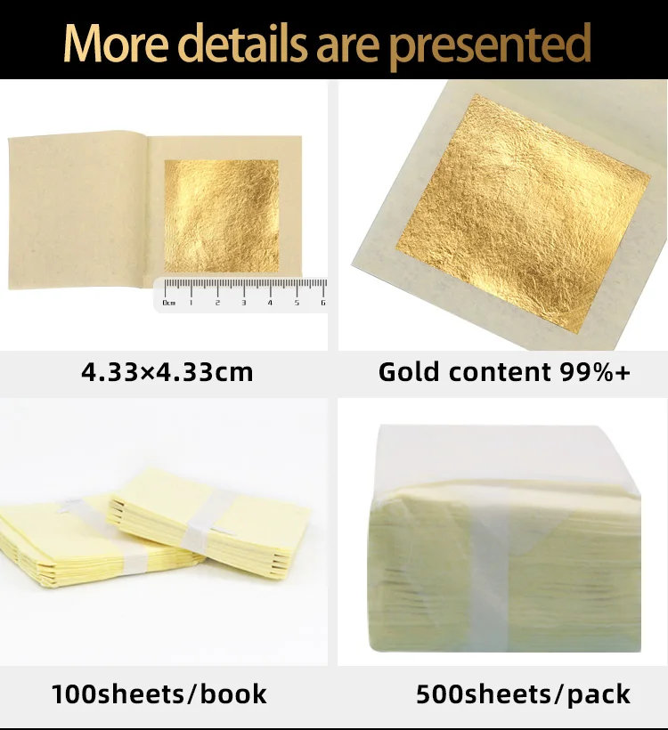 Best Selling High Quality 24K Real Gold Sheet Leaf 24 karat Genuine Gold Leaf  Foil For Art Home Furniture Decoration