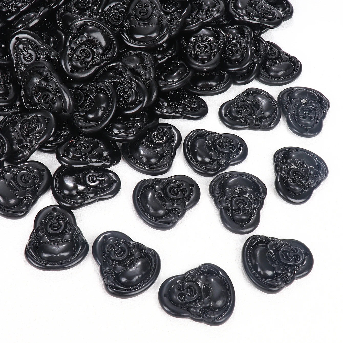 Trendy New Style Natural Stone Black Buddha Pendant For Necklace Bracelet Use