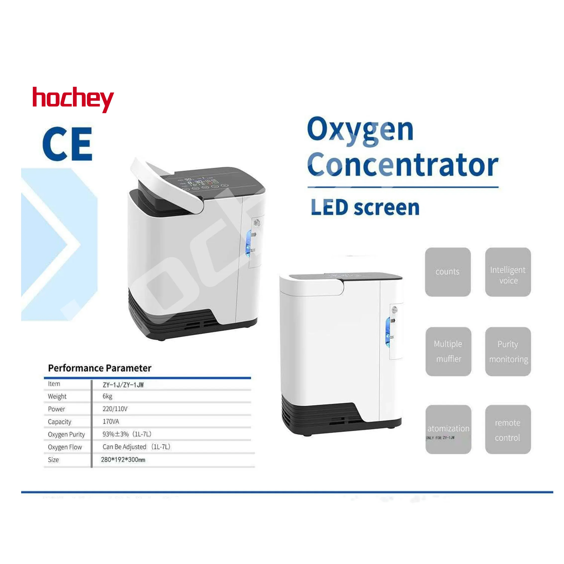  Hochey Medical 1-7L компактный мобильный портативный мини-генератор кислорода для больницы или