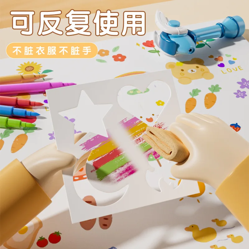 Early Education Kids Unicorn Painting Toys Kit Air Marker Sprayer Drawing Magic Pen DIY Coloring Airbrush Kit