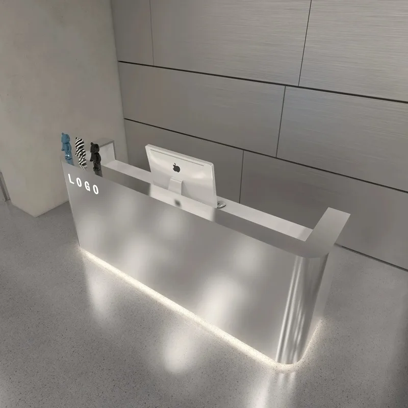 Simple modern clothing store checkout Stainless steel bar shop Small beauty salon Barber shop front desk Reception desk