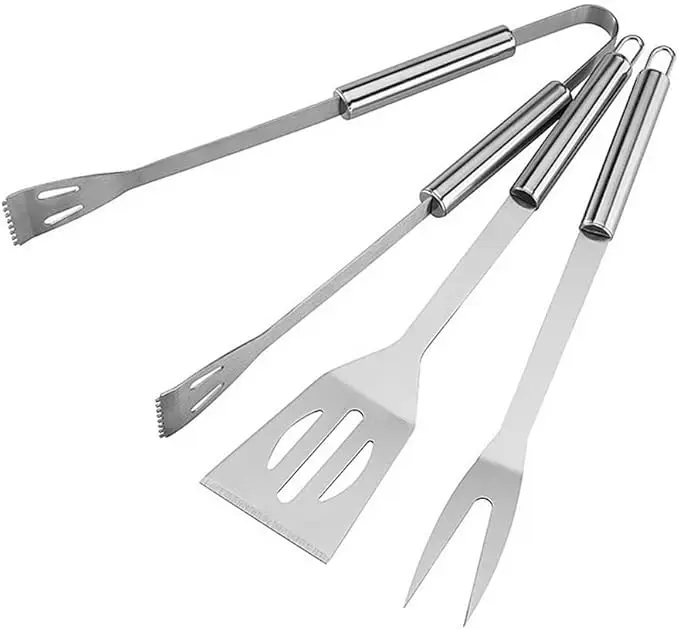 BBQ Accessories Stainless Steel Professional Barbecue Tool Set with Spatula, Fork, Brush, Knife, Tongs Camping Portable Bag
