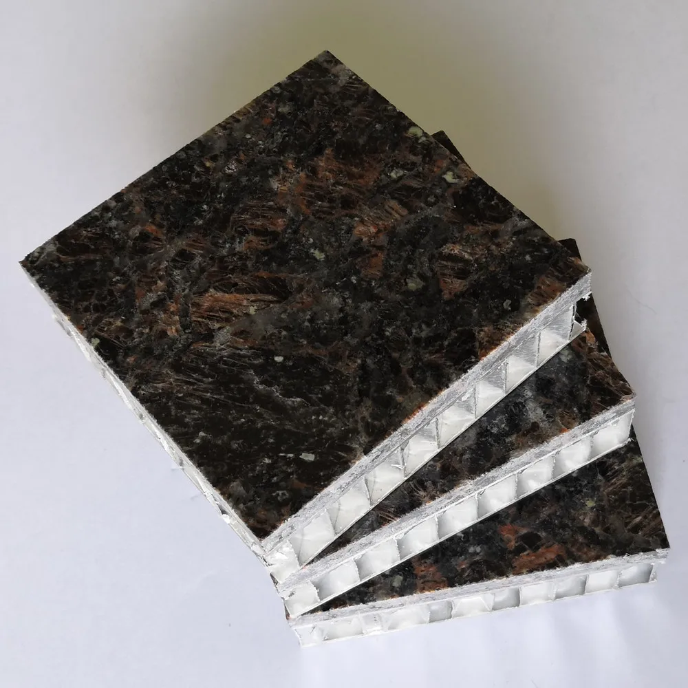 Tan Brown Granite Backed Aluminum Honeycomb Panel Modern Design Fireproof Antibacterial Composite Building Exterior Wall