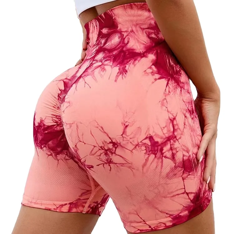 Wholesale Recycled Yoga Shorts Fitness High Waist Elastic Tight Printed Biker Running Shorts