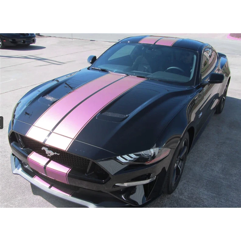 Auto 19inchx78inch custom car decal stickers FoD Mstang2018  Racing Center Hood Roof TrunkStripes Graphics Decal Kits pink