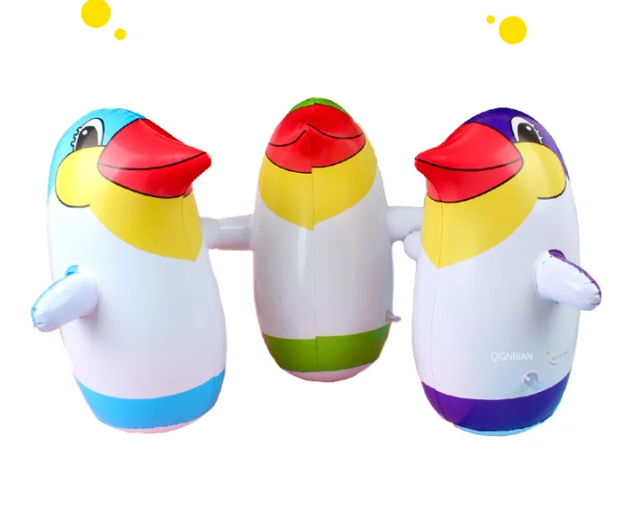 Wholesale 35cm Eco-friendly Pvc Inflatable Penguin Tumbler and Inflatable Animal Tumbler Toy Tumbler Promotional Gifts