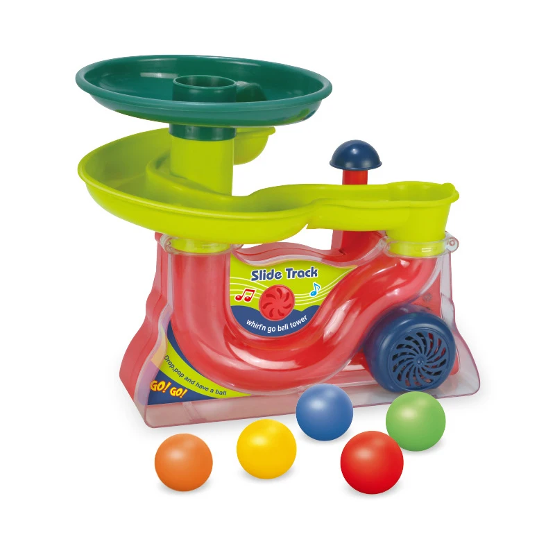 Baby Puzzle Track Turn Around Track Rolling Ball Mental Sliding Ball Tower Education Assembling Toy Gift Stacking Toy for Kids