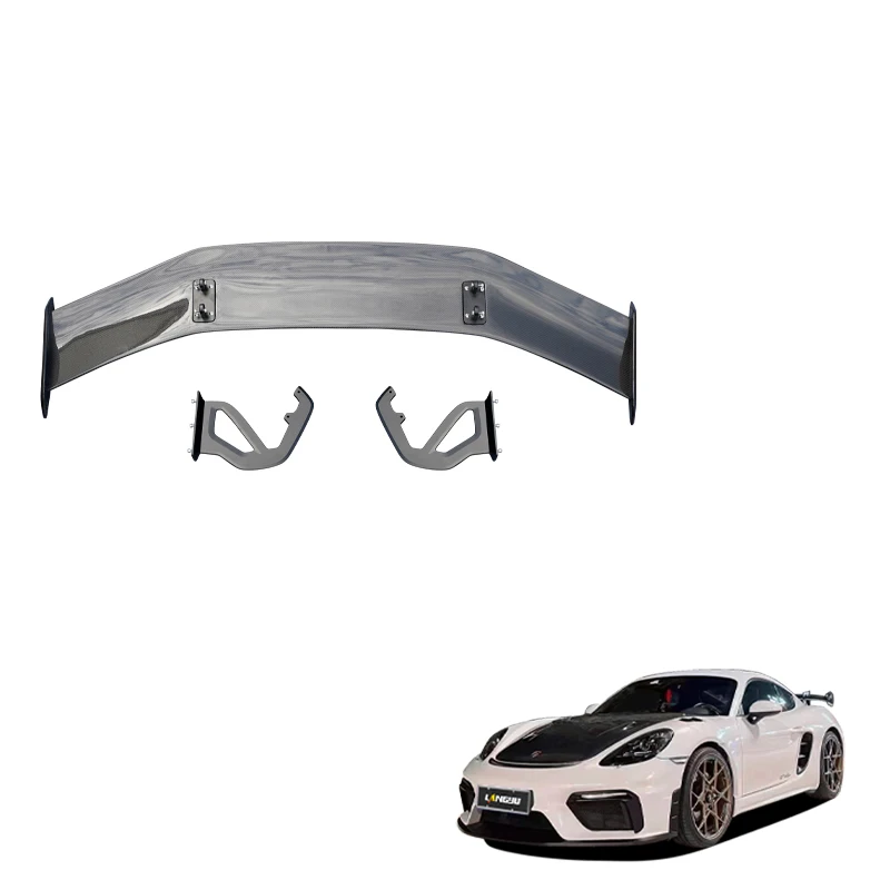 Langyu Car Accessories 981 982 Carbon Fiber Rear Trunk Spoiler For Porsche 718 Upgrade GT4RS Style Rear Spoiler