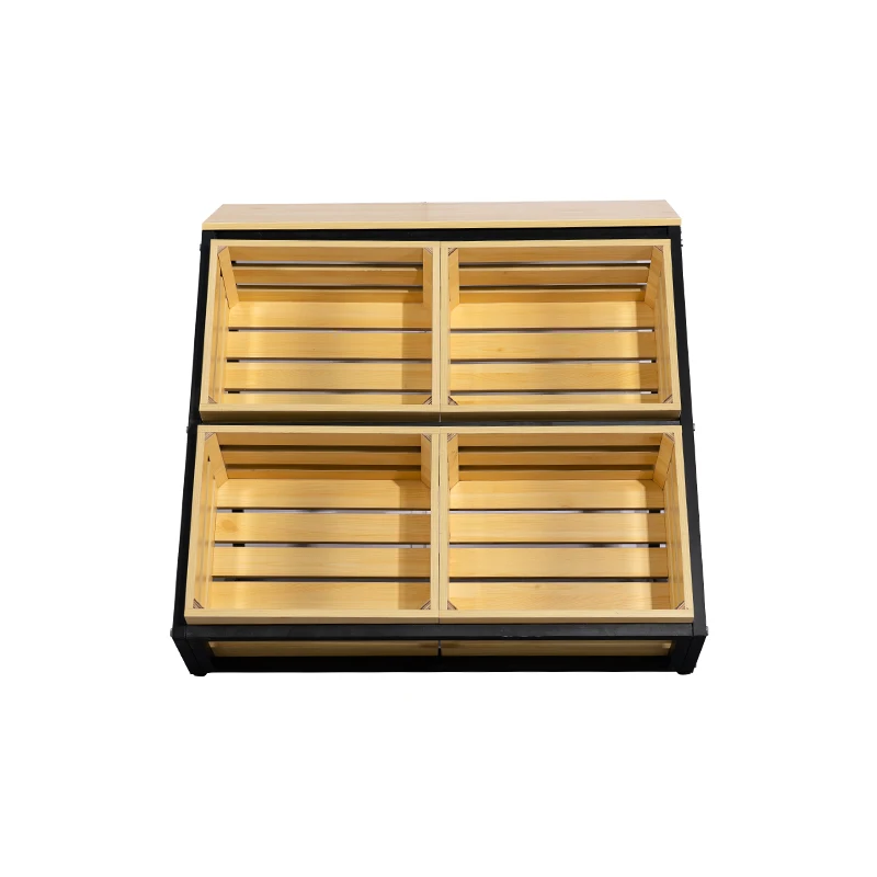 OEM ODM custom convenience store equipment wood floor Food fruit vegetable Rack supermarket shelves