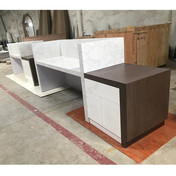 Modern Acrylic Wood Hotel Restaurant Nail Salon Clinic Standing Reception Desk Cashier Counter