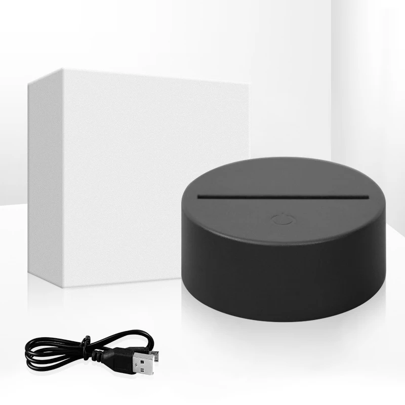 2021 Hot 3d optical acrylic Led round ABS lighting base with 7 RGB Colors