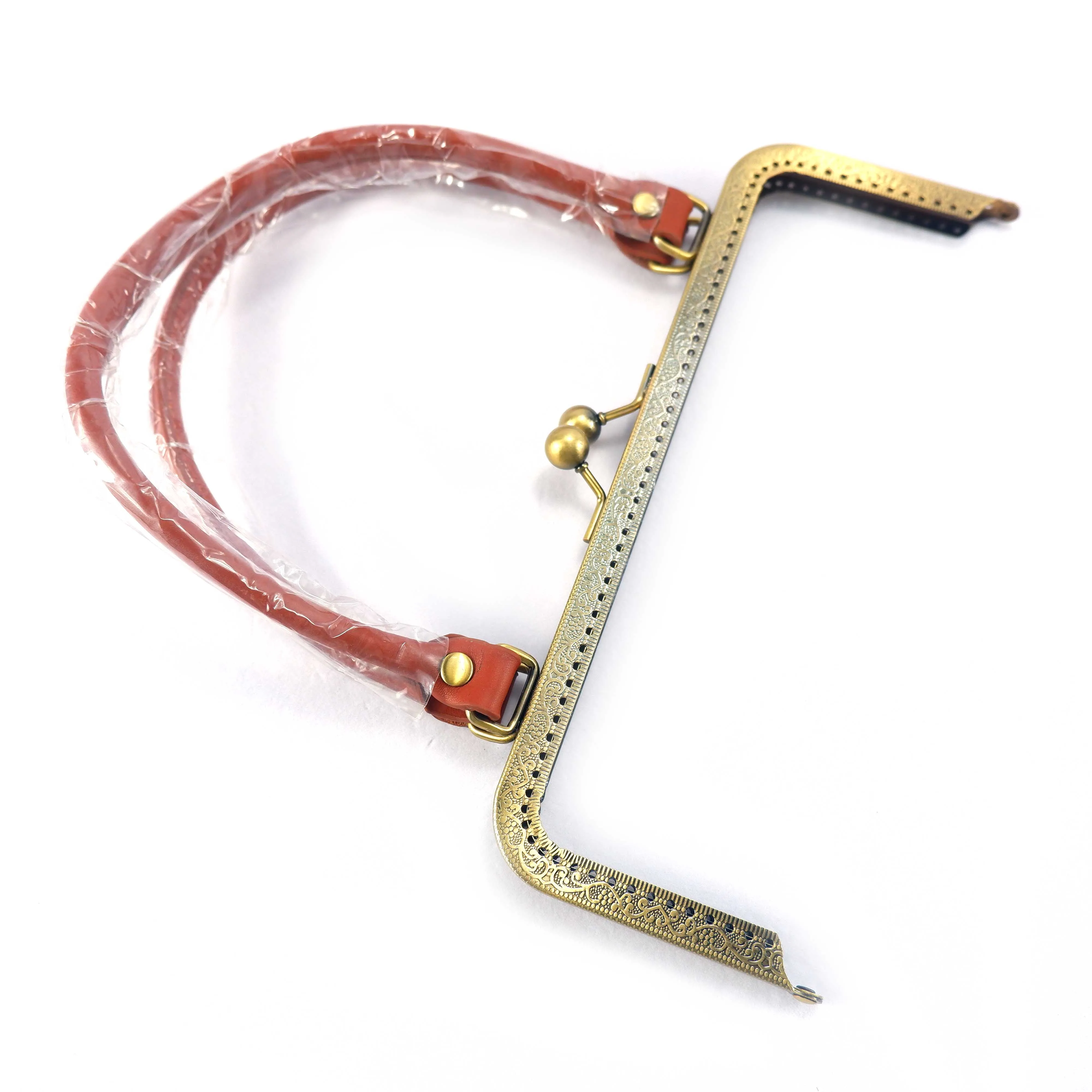 24*9cm Color Antique Copper clutch bag purse frames metal hardware with brown handle accessories lock