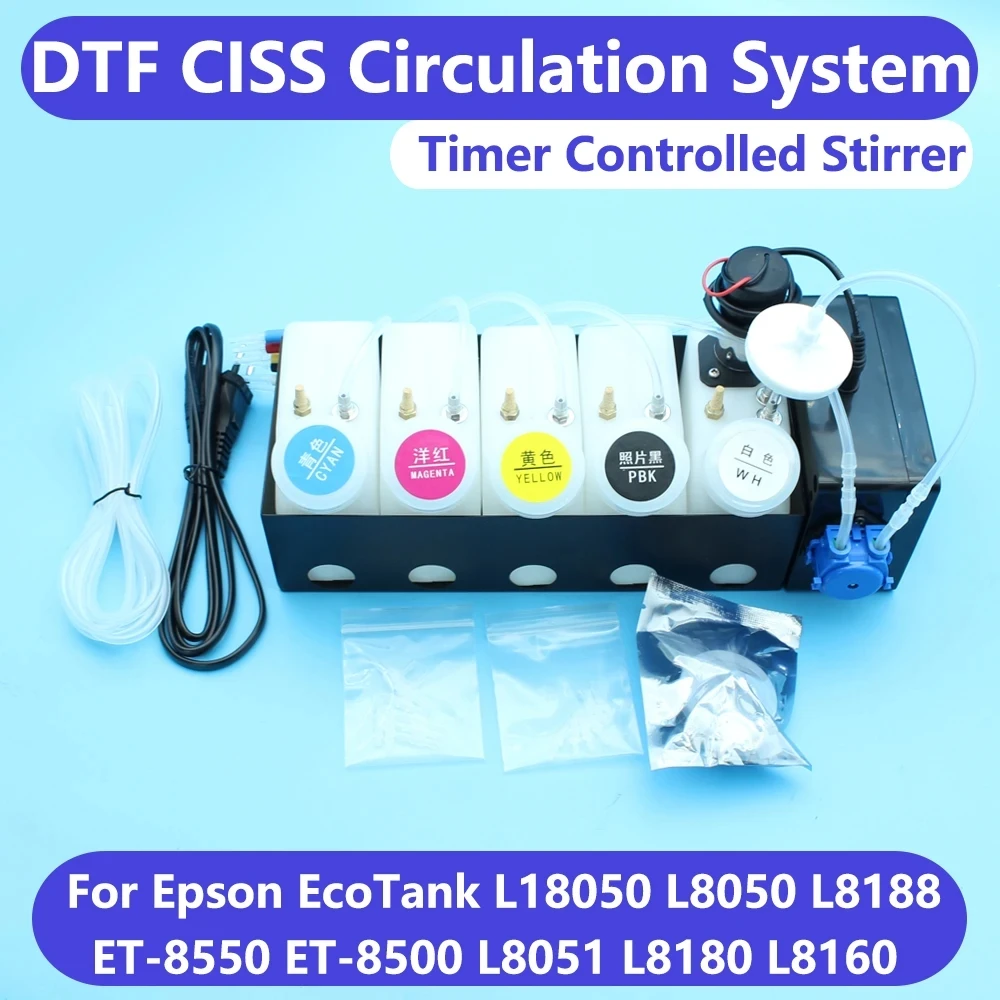 L18050 DTF Ciss Kit L8050 Ink Circulation System Kits DTF Device For Epson L1800 L800 L805 XP600 DTF Printer White Ink Stirrer