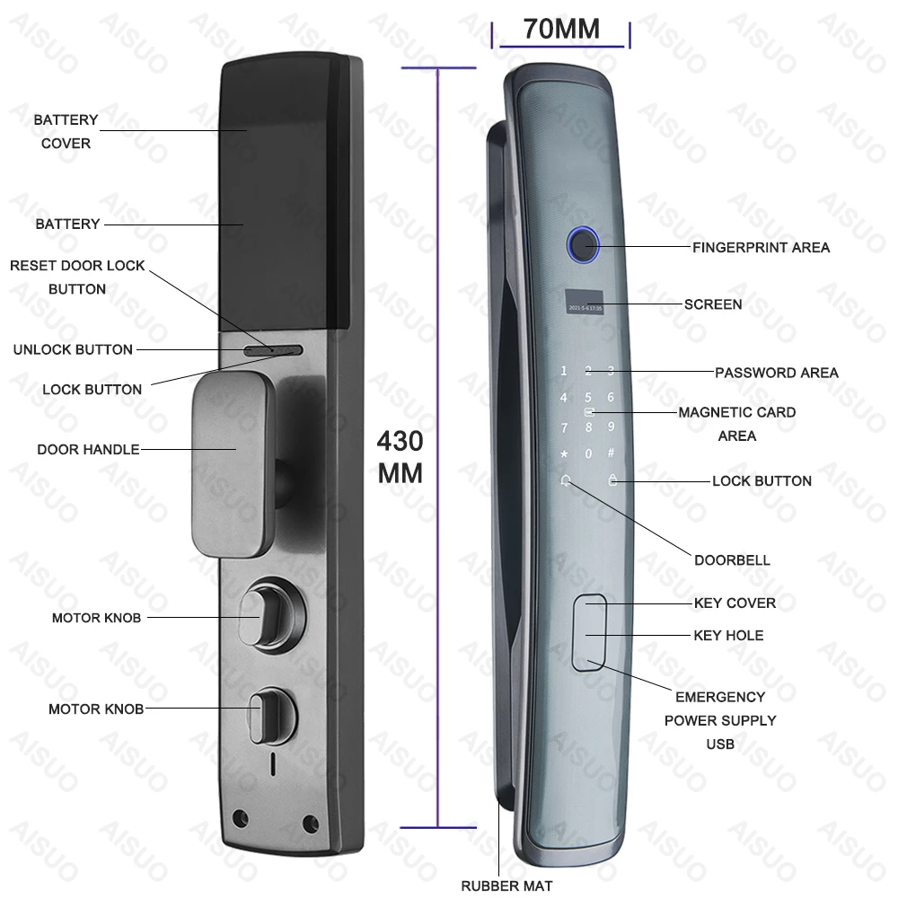 AISUO  Factory Wholesale  Israel Oem Exterior Glass Sliding Digital Cerradura Inteligente Smart Door Lock
