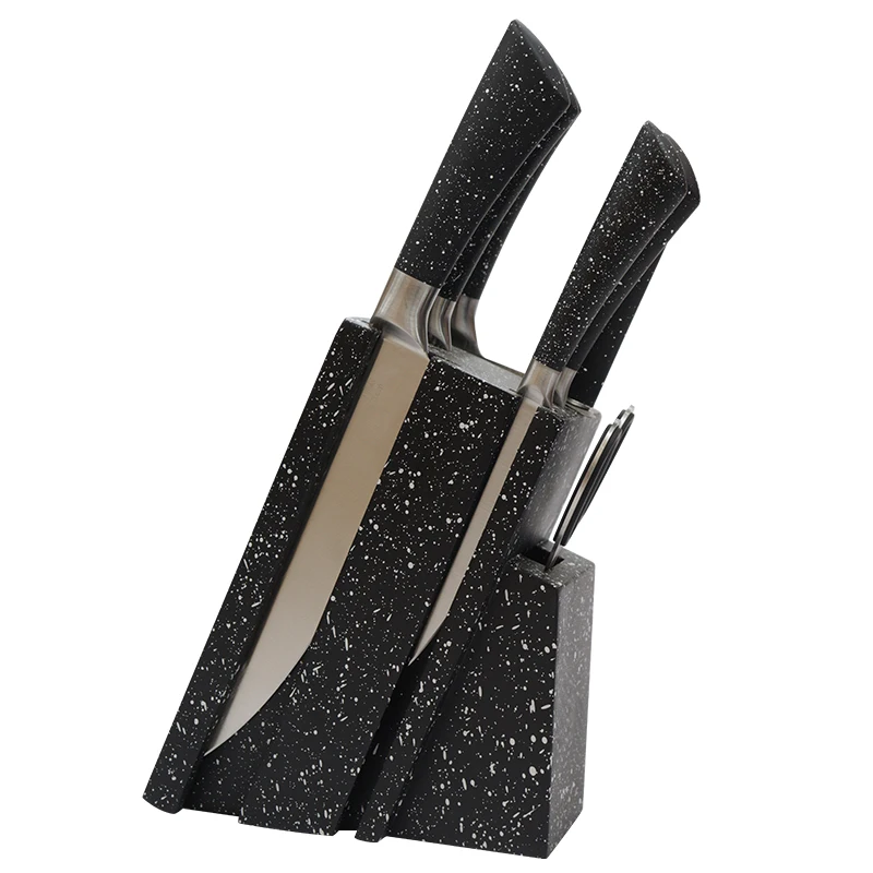 OEM Color Box 8pcs Wooden Knife Holder Kitchen Cutlery Chef Knife Set Metal Hollow Handle Kitchen Knives