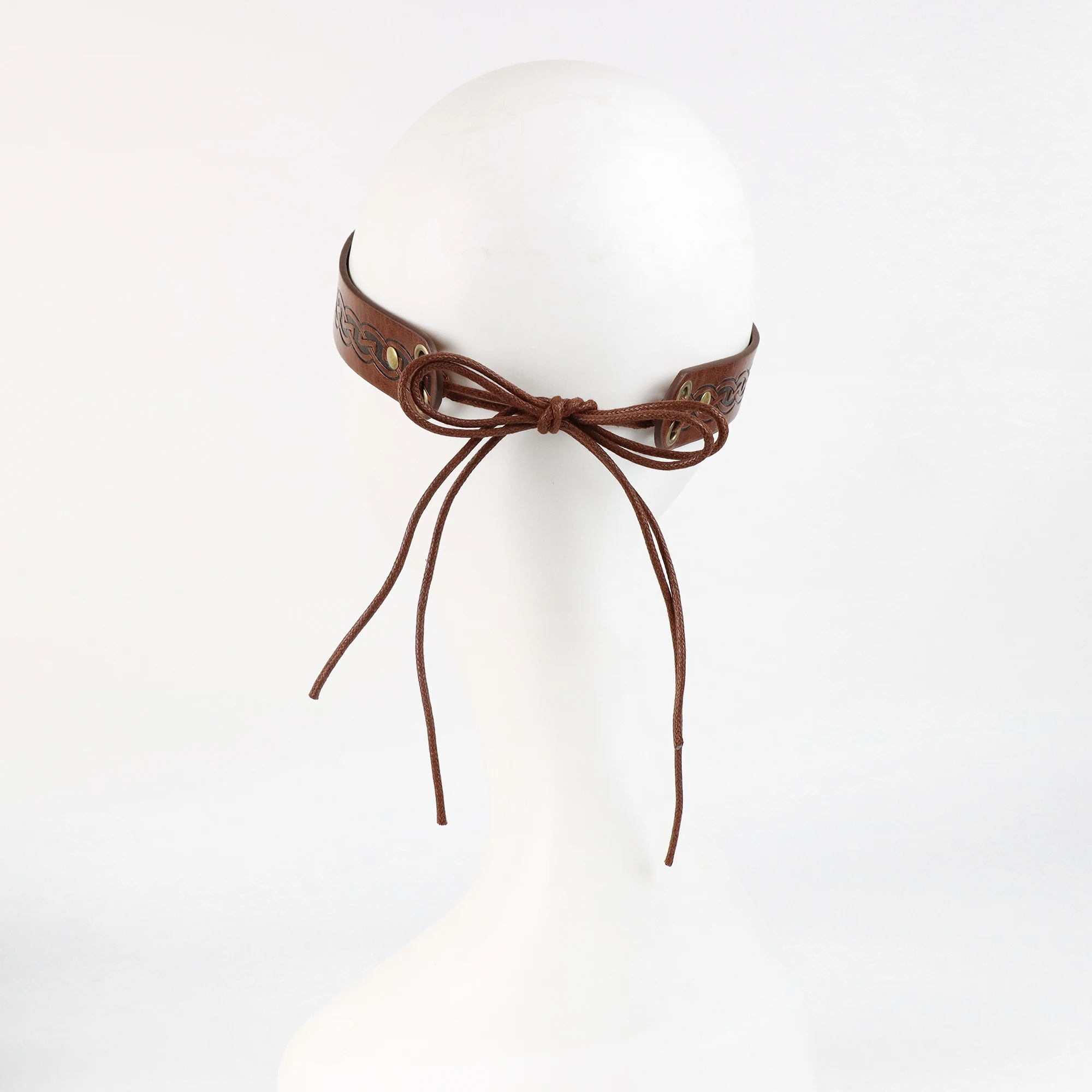 Medieval Embossed Faux Leather Headpiece, Retro Renaissance Adjustable Headband, Cosplay Costume Accessories