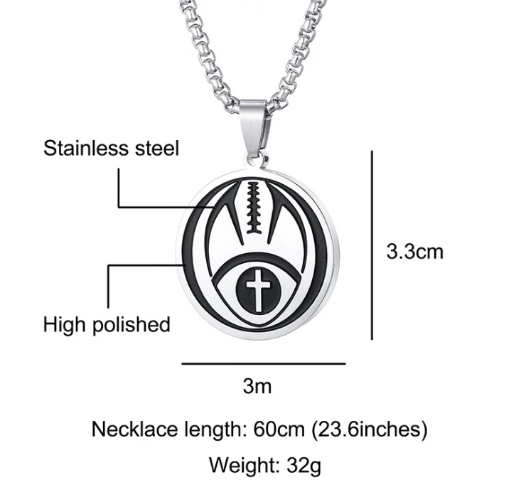 Stainless steel baseball cross round medal tennis pendant for necklace Bible verses religious sports jewelry