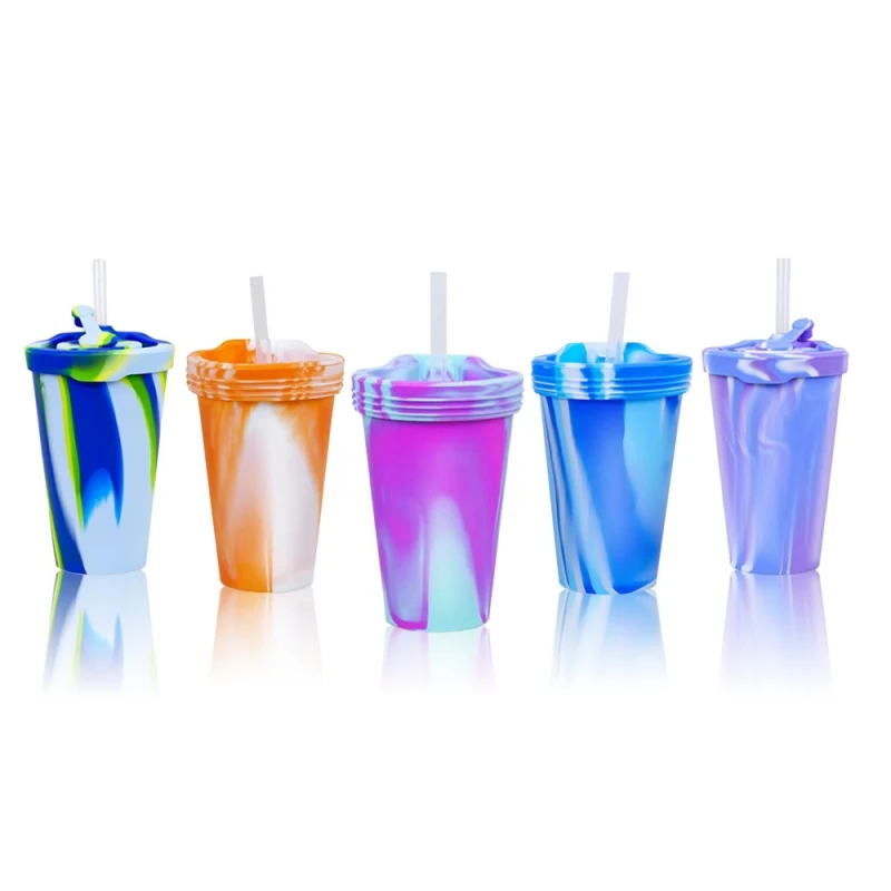 Silicone Pint Glasses Unbreakable & Reusable 16-ounce Silicone Cups For Indoor & Outdoors Straw Tumblers Classic Business Gifts